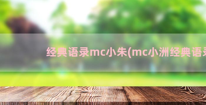 经典语录mc小朱(mc小洲经典语录5)
